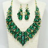 94155, TEARDROP RHINESTONE ACCENT EVENING NECKLACE, WEDDING, BRIDAL, PROM
