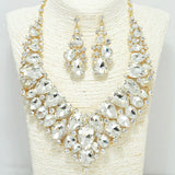 94155, TEARDROP RHINESTONE ACCENT EVENING NECKLACE, WEDDING, BRIDAL, PROM
