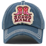 94184, "RODEO MAMA" WESTERN BOOTS WASHED VINTAGE BALL CAP