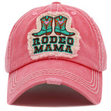 94184, "RODEO MAMA" WESTERN BOOTS WASHED VINTAGE BALL CAP