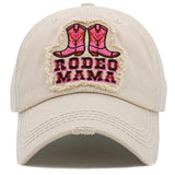 94184, "RODEO MAMA" WESTERN BOOTS WASHED VINTAGE BALL CAP