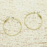 94187, GOLD DIPPED, 30MM SIMPLE TEXTURED ROUND HOOP EARRING