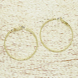 94188, GOLD DIPPED, 40MM SIMPLE TEXTURED ROUND HOOP EARRING