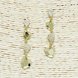 Gold Dipped, Heart Pave Rhinestone Drop Dangle Earring, Valentine's DAY