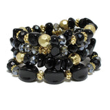 94201, SEMI PRECIOUS STONE MULTI LAYERED BEAD STRETCH BRACELET