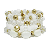 94201, SEMI PRECIOUS STONE MULTI LAYERED BEAD STRETCH BRACELET