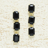 94214, RECTANGLE RHINESTONE DROP DANGLE EARRING