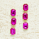94214, RECTANGLE RHINESTONE DROP DANGLE EARRING