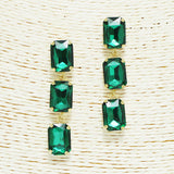 94214, RECTANGLE RHINESTONE DROP DANGLE EARRING