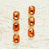 94214, RECTANGLE RHINESTONE DROP DANGLE EARRING