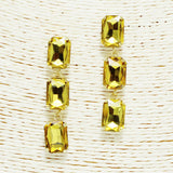 94214, RECTANGLE RHINESTONE DROP DANGLE EARRING