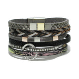 94238, PAVE ROUND ACCENT FAUX LEATHER MAGNETIC CLOSURE BRACELET