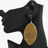 94254, GENUINE LEATHER MOHAIR GEOMETRIC EARRING