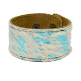 94260, GENUINE LEATHER MOHAIR BUTTON CLOSE BRACELET