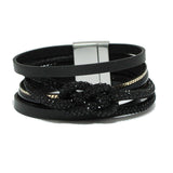 94275, TWISTED GLITTER ACCENT FAUX LEATHER MAGNETIC CLOSURE BRACELET