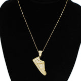 94276, SNEAKER SHOE BLING CUBIC ZIRCONIA PENDANT NECKLACE