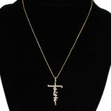 94277, "FAITH" CROSS BLING CUBIC ZIRCONIA PENDANT NECKLACE, RELIGIOUS