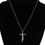 94277, "FAITH" CROSS BLING CUBIC ZIRCONIA PENDANT NECKLACE, RELIGIOUS