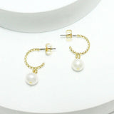 94300, GOLD DIPPED, FRESHWATER PEARL WITH TEXTURED HOOP EARRING