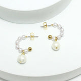 94302, GOLD DIPPED, FRESHWATER PEARL DANGLE HOOP EARRING