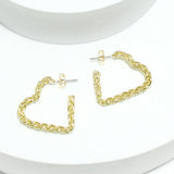 94305, GOLD DIPPED, TEXTURED HEART HOOP EARRING, VALENTINE'S DAY