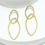 Gold Dipped, Geometric Textured Brass Earring