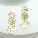 Gold Dipped, Hammered Triple Round Drop Brass Earring