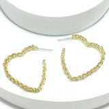 Gold Dipped, Textured Heart Brass Earring, Valentine's DAY