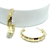94329, GOLD DIPPED, CROSS ACCENT BRASS HOOP EARRING, RELIGIOUS