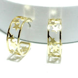 Star Embossed Wide Hoop Brass Earring