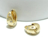 Pave Rhinestone Brass Shell Earring