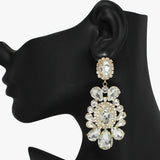 94336, MULTI RHINESTONE SHAPE EVENING EARRING, WEDDING, BRIDAL, PROM