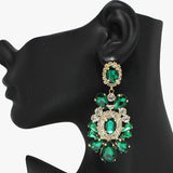 94336, MULTI RHINESTONE SHAPE EVENING EARRING, WEDDING, BRIDAL, PROM