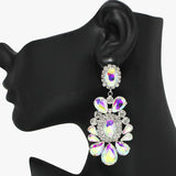 94336, MULTI RHINESTONE SHAPE EVENING EARRING, WEDDING, BRIDAL, PROM