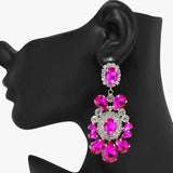 94336, MULTI RHINESTONE SHAPE EVENING EARRING, WEDDING, BRIDAL, PROM