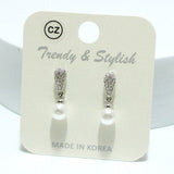 94376, CUBIC ZIRCONIA WITH PEARL ACCENT EARRING