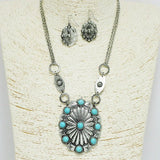 Western Concho with Turquoise Stone Necklace