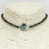 94388, WESTERN CONCHO WITH NAVAJO BEAD CHOKER NECKLACE