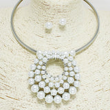 94396, ROUND PEARL ACCENT CHOKER NECKLACE
