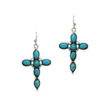 94417, WESTERN CROSS TURQUOISE STONE EARRING, RELIGIOUS
