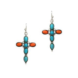 94417, WESTERN CROSS TURQUOISE STONE EARRING, RELIGIOUS