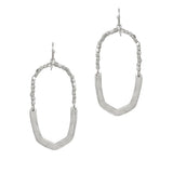 Geometric Hammered Metal with Nugget Beaded Earring