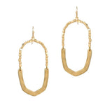 Geometric Hammered Metal with Nugget Beaded Earring - view 2