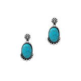 Western Oval Turquoise Stone Earring