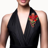 94471, FLOWER RHINESTONE PIN BROOCH