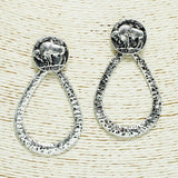 Western Bull Coin Accent Hammered Metal Earring