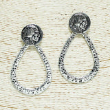 Western Indian Chief Coin Accent Hammered Metal Earring