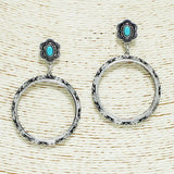 Western Tribe Engraved Round Drop Dangle Earring