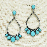 Western Turquoise Stone Teardrop Accent Earring