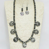 94491, WESTERN BULL COIN WITH NAVAJO BEAD LONG NECKLACE